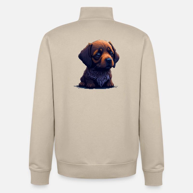 Teckel dans le style numérique - Sweat zippé unisexe en coton bio Stanley/Stella - beige crème