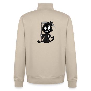 Faucheuse avec faux - Halloween - Sweat zippé unisexe en coton bio Stanley/Stella - beige crème - Dos - AI Model Male 185 dark (185cm)