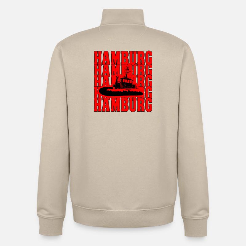 Hambourg Bugsier 7 - Sweat zippé unisexe en coton bio Stanley/Stella - beige crème