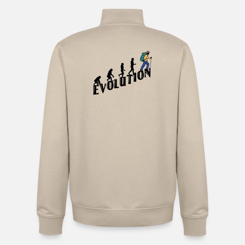 Wandern Evolution Wanderer Wanderung Klettern - Unisex Organic Zip Sweatshirt von Stanley/Stella - Cremebeige