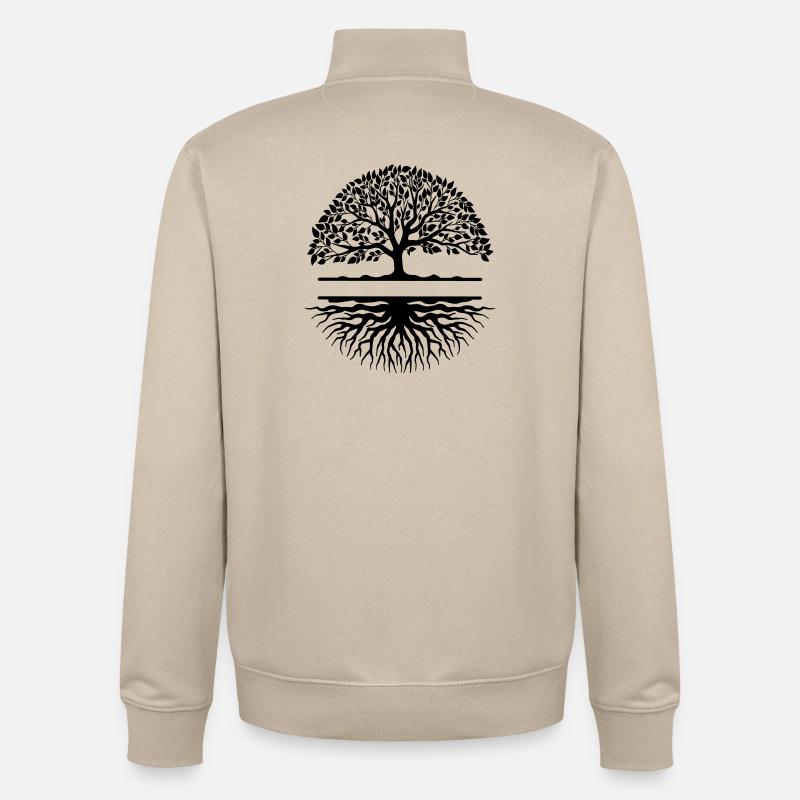 Arbre avec racines bannière petite bannière - Sweat zippé unisexe en coton bio Stanley/Stella - beige crème