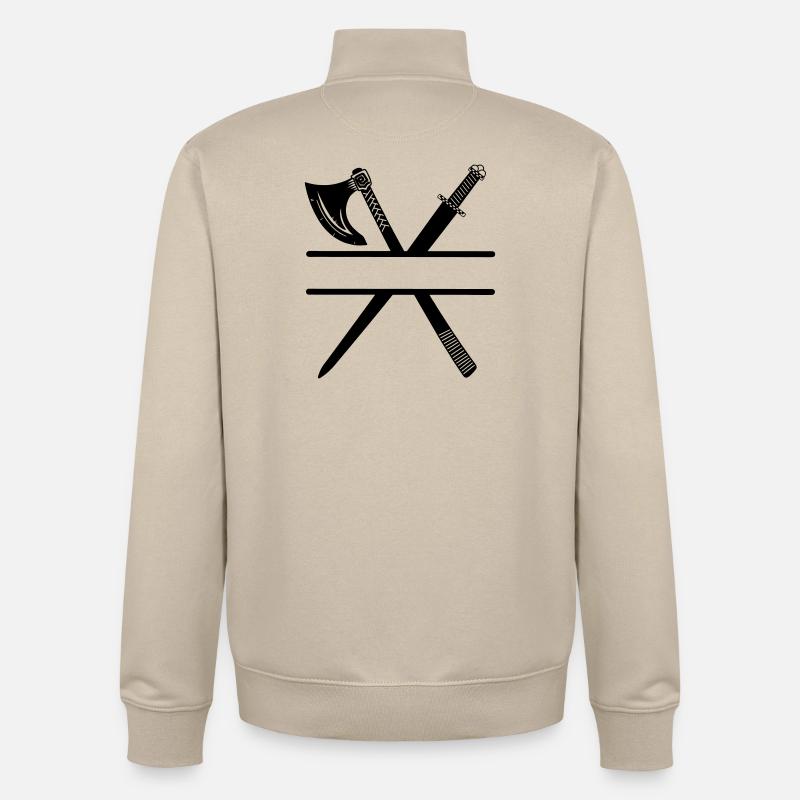 Épée de hache viking - Sweat zippé unisexe en coton bio Stanley/Stella - beige crème