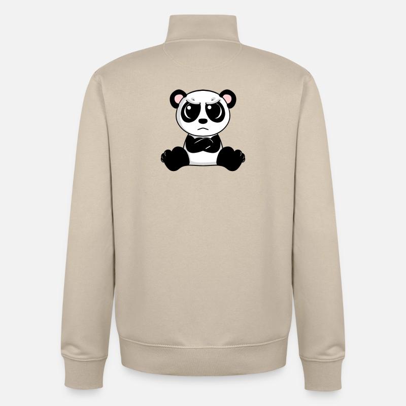 Panda en colère - Sweat zippé unisexe en coton bio Stanley/Stella - beige crème