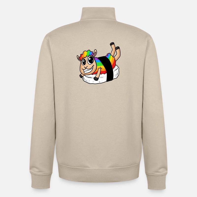 Rainbow Sushi Sheep - Unisex Organic Zip Sweatshirt by Stanley/Stella - desert dust