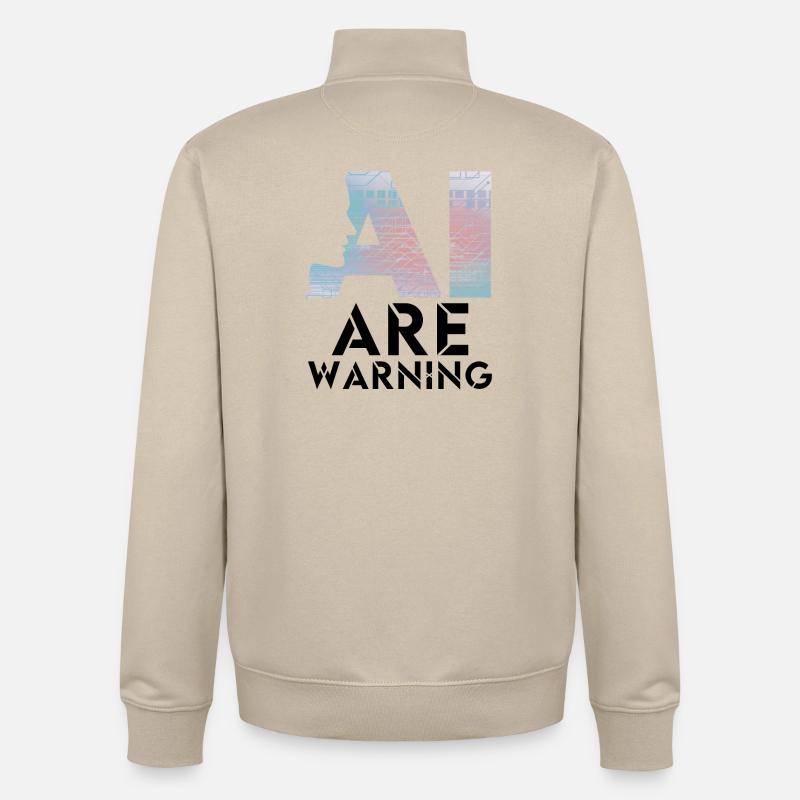 AI alert Caution artificial intelligence - Unisex Organic Zip Sweatshirt by Stanley/Stella - desert dust