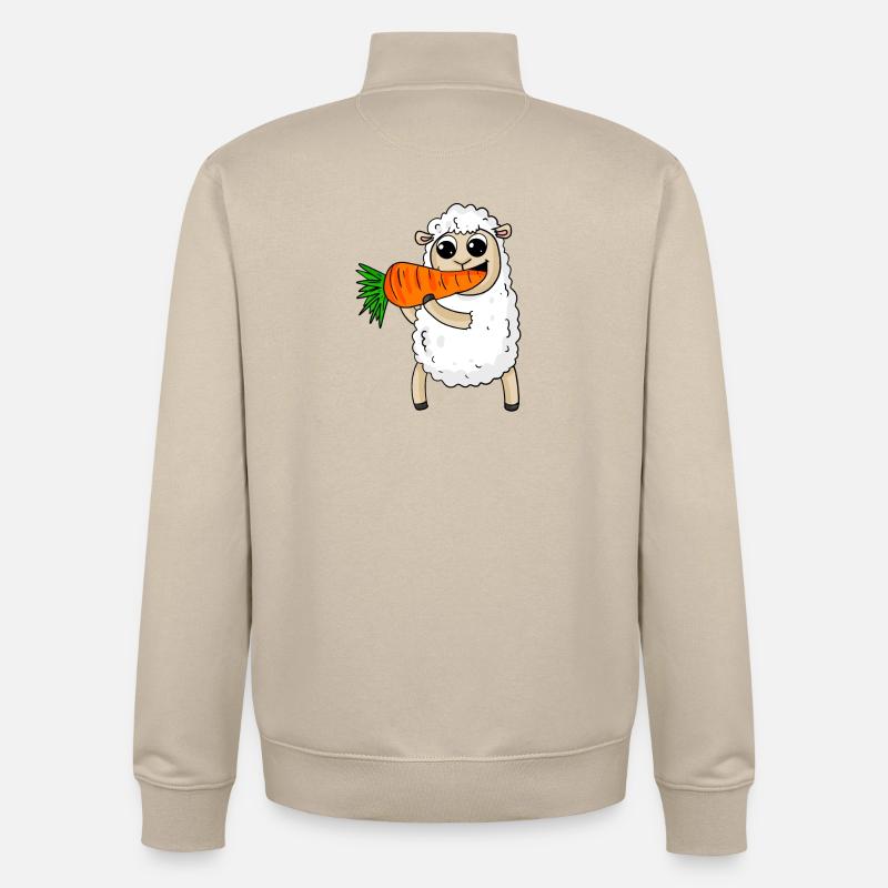 Sheep eats carrot - Unisex Organic Zip Sweatshirt by Stanley/Stella - desert dust