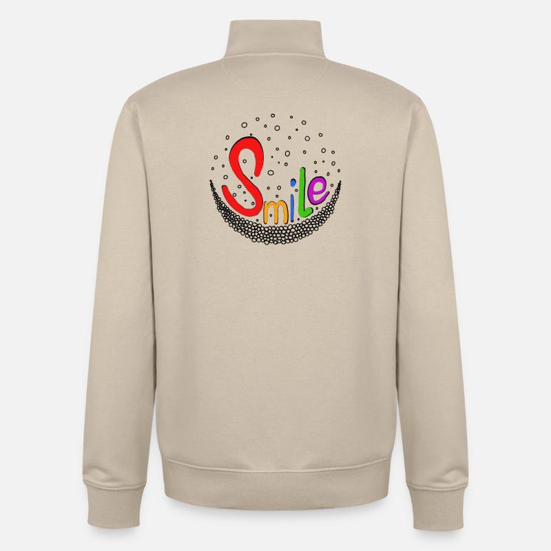 Sourire coloré - Sweat zippé unisexe en coton bio Stanley/Stella - beige crème
