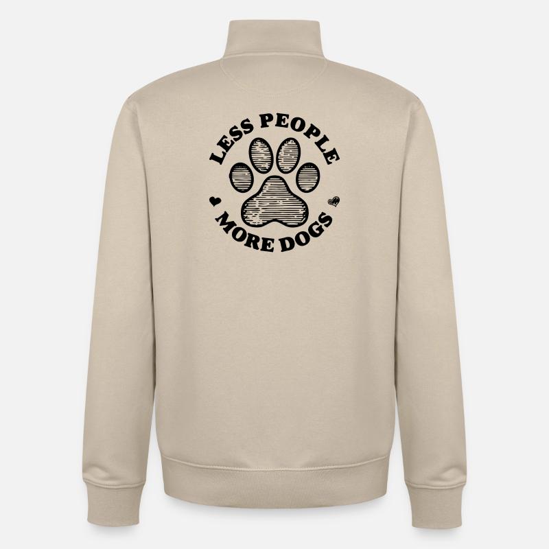 Moins de gens plus de chiens - Sweat zippé unisexe en coton bio Stanley/Stella - beige crème