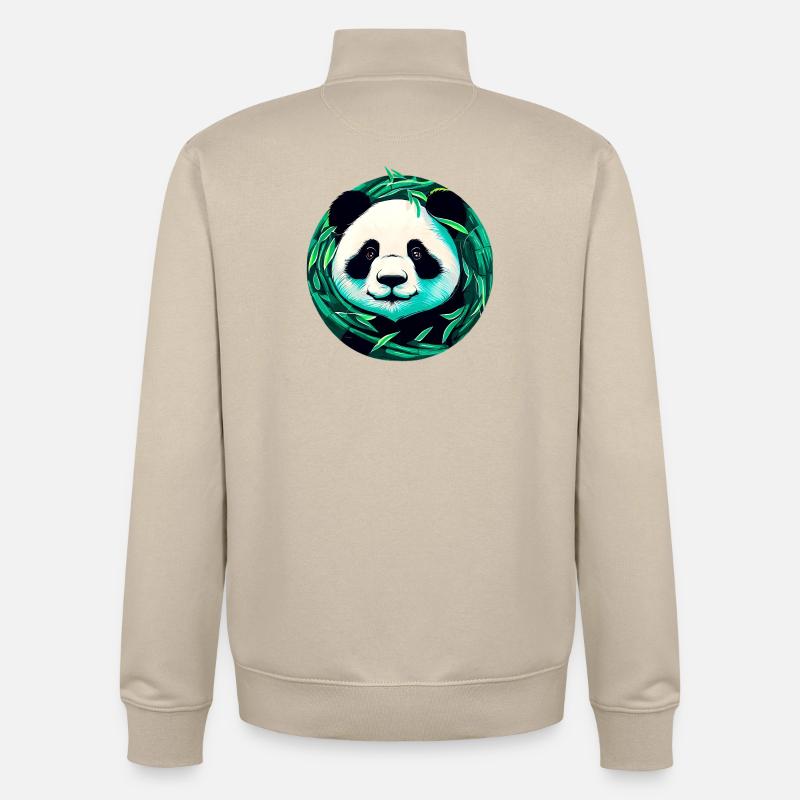 Panda - Sweat zippé unisexe en coton bio Stanley/Stella - beige crème