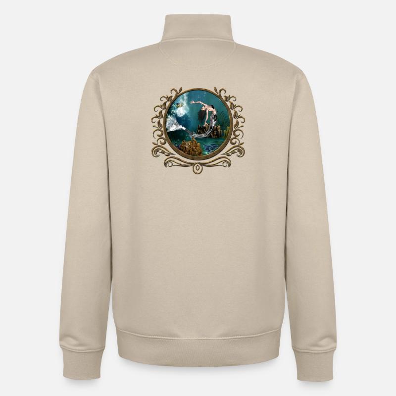 Merveilleuse sirène steampunk dans l’océan profond - Sweat zippé unisexe en coton bio Stanley/Stella - beige crème