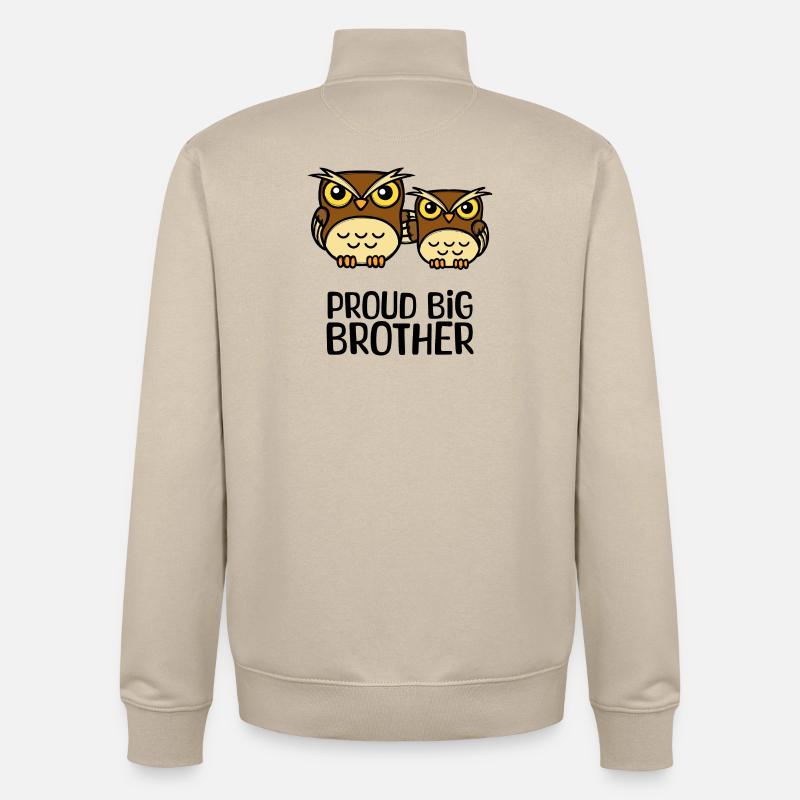 Eule Stolzer Großer Bruder Statement Bruderherz - Unisex Organic Zip Sweatshirt von Stanley/Stella - Cremebeige