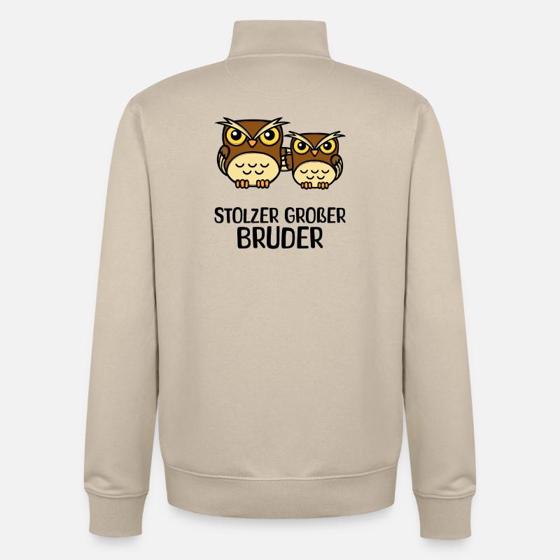 Großer Bruder Statement Eule Geschwisterliebe - Unisex Organic Zip Sweatshirt von Stanley/Stella - Cremebeige