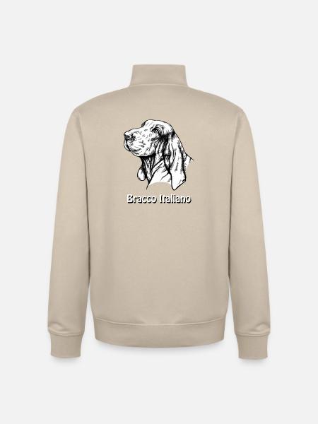 Bracco Italiano Portrait with text - Unisex Organic Zip Sweatshirt by Stanley/Stella - desert dust
