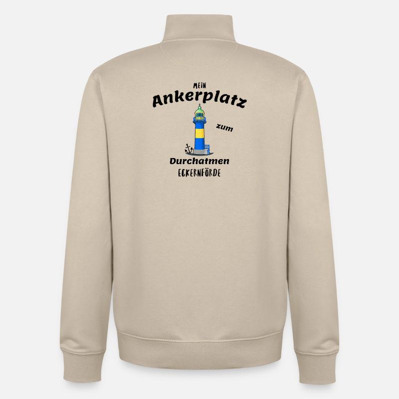Alter Leuchtturm Eckernförde, Ankerplatz - Unisex Organic Zip Sweatshirt von Stanley/Stella - Cremebeige