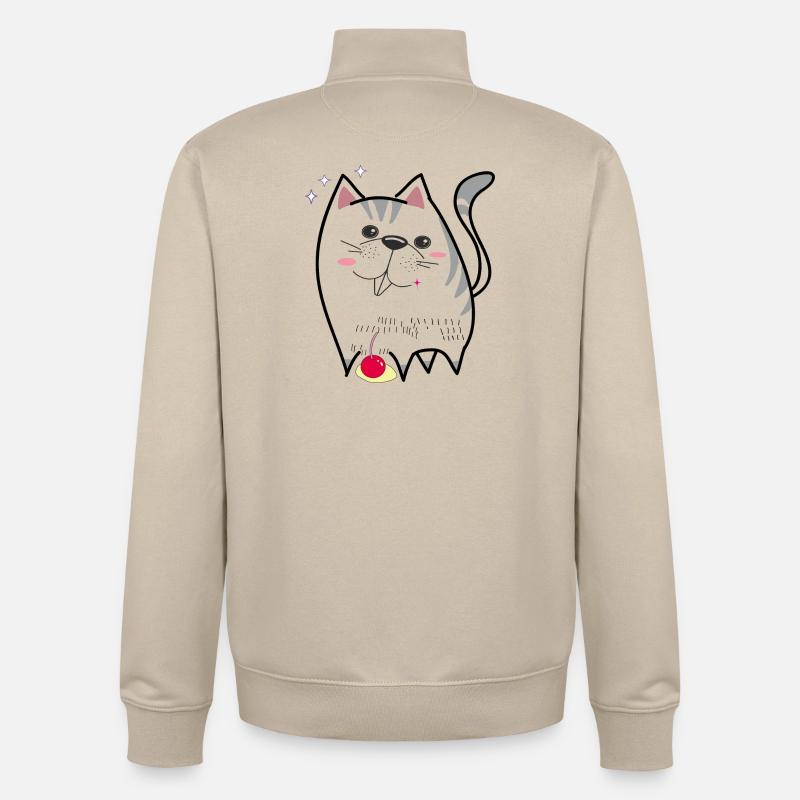 chat mignon - Sweat zippé unisexe en coton bio Stanley/Stella - beige crème
