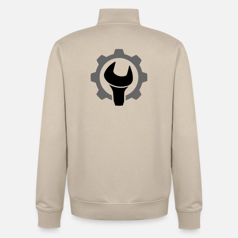 Engrenage / roue dentée et clé - Sweat zippé unisexe en coton bio Stanley/Stella - beige crème