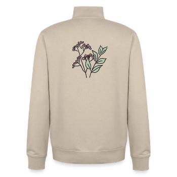 Leaves and berries - Unisex Organic Zip Sweatshirt by Stanley/Stella - desert dust - Back - AI Model Male 185 dark (185cm)