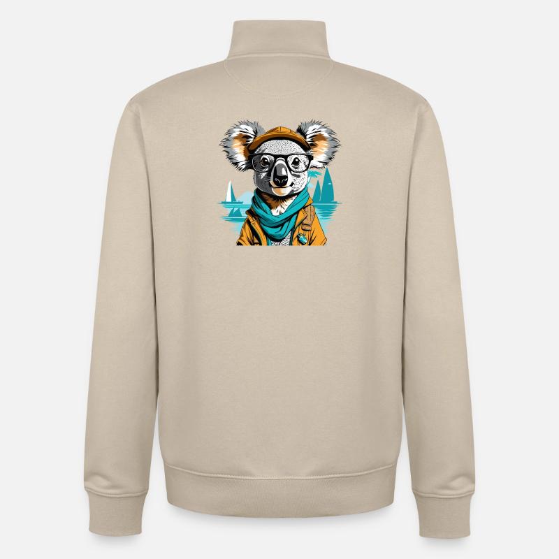 Expeditions-Koala am Meer - Illustration - Unisex Organic Zip Sweatshirt von Stanley/Stella - Cremebeige