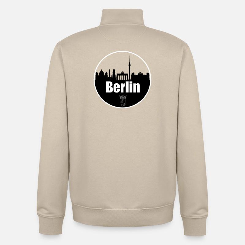 Berlin Transparency Skyline - Sweat zippé unisexe en coton bio Stanley/Stella - beige crème