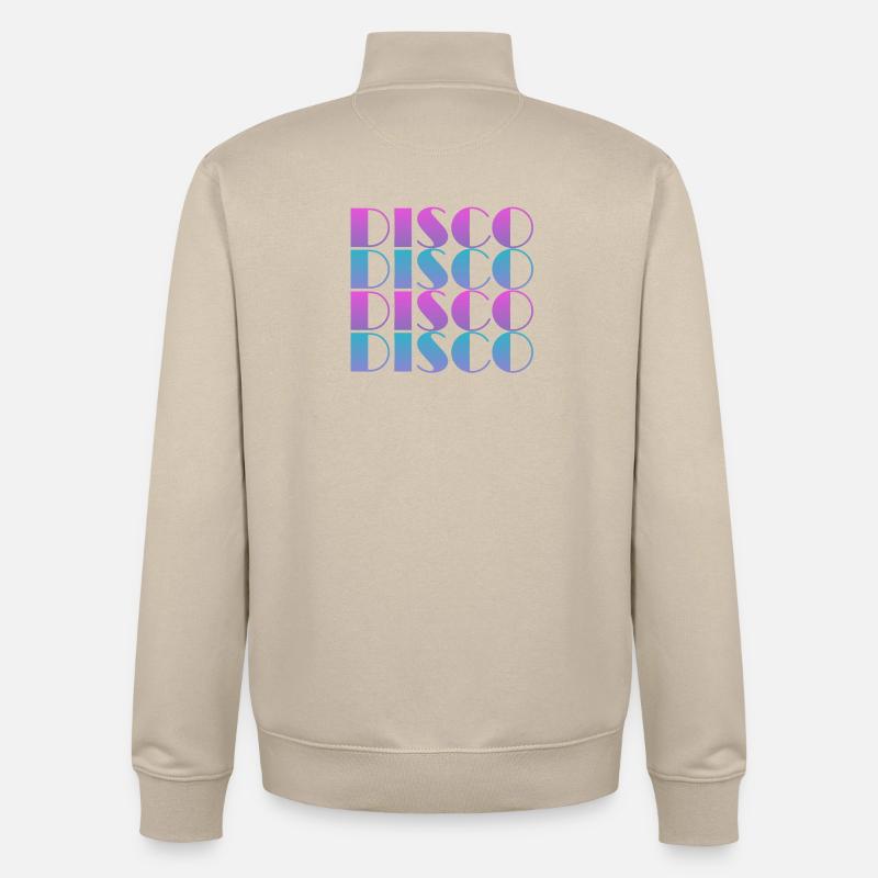 Lebendiges Disco-Textmuster-Design - Unisex Organic Zip Sweatshirt von Stanley/Stella - Cremebeige