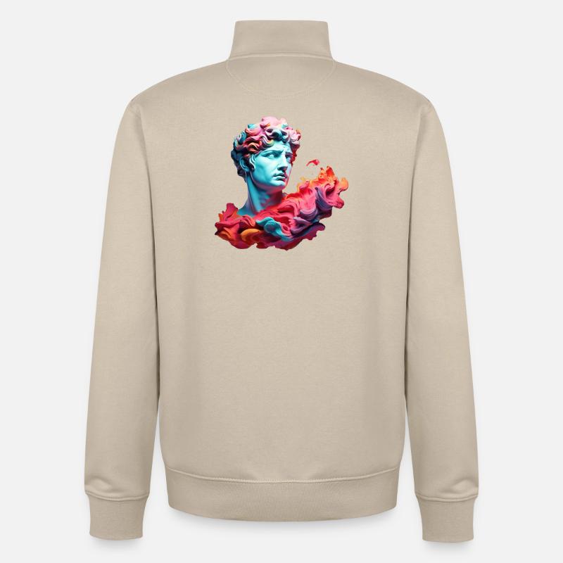 Neon Psychedelic Bust - Unisex Organic Zip Sweatshirt by Stanley/Stella - desert dust