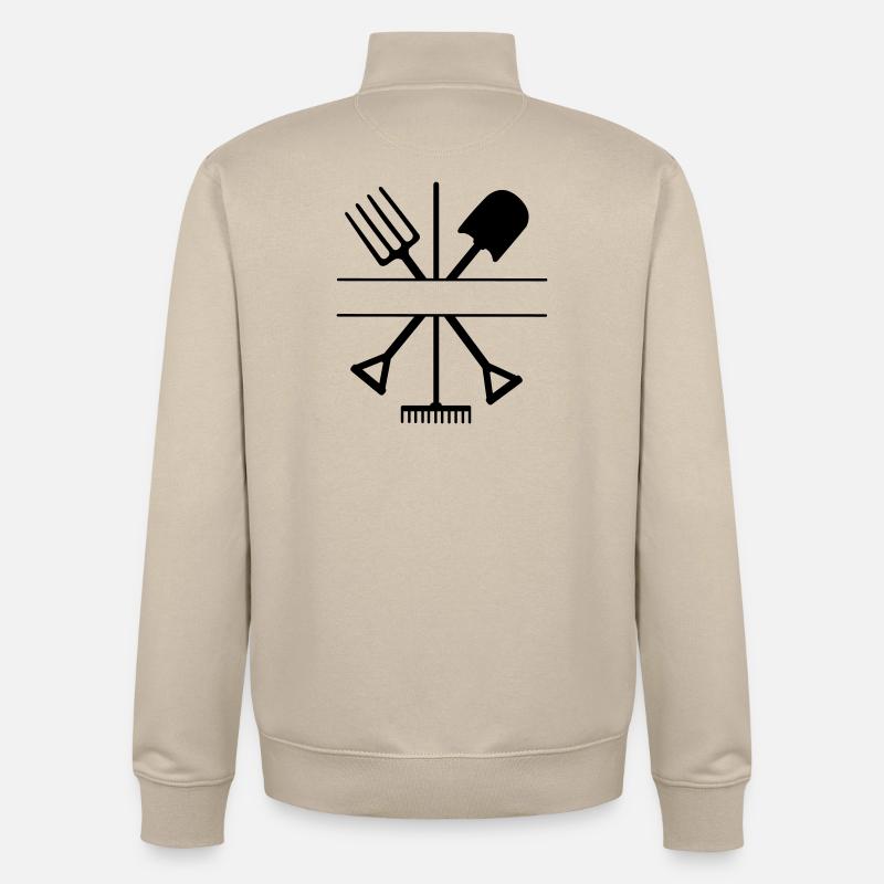 Garden tool crossed with text space - Unisex Organic Zip Sweatshirt by Stanley/Stella - desert dust
