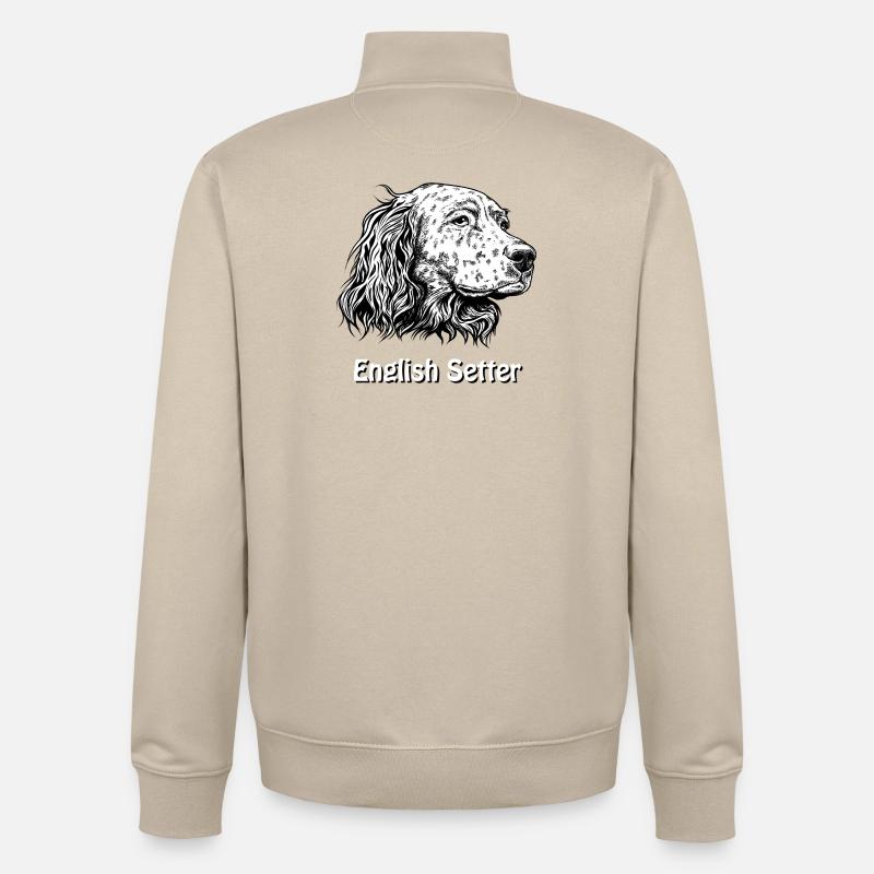 Portrait de setter anglais - Sweat zippé unisexe en coton bio Stanley/Stella - beige crème