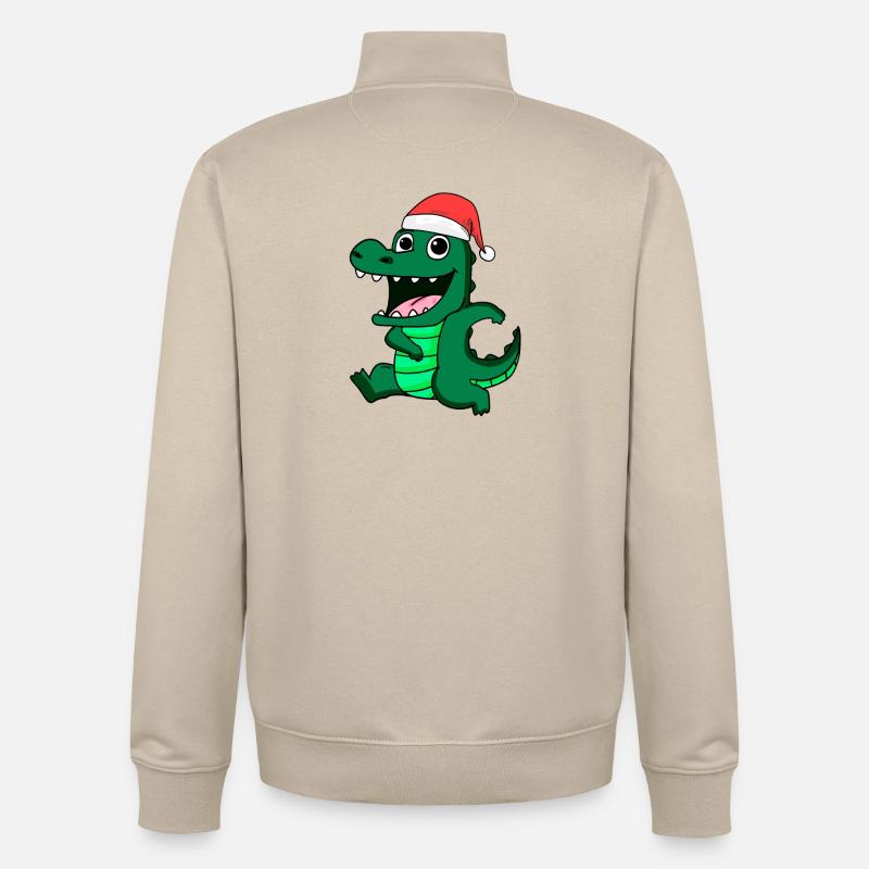 Crocodile Noël - Sweat zippé unisexe en coton bio Stanley/Stella - beige crème