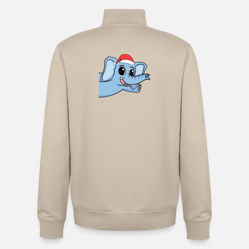 Noël des éléphants - Sweat zippé unisexe en coton bio Stanley/Stella - beige crème