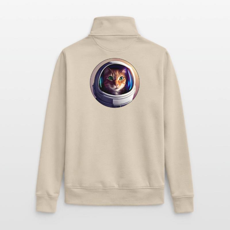 Chat de l’espace avec un casque Sweat zippé unisexe en coton bio Stanley/Stella