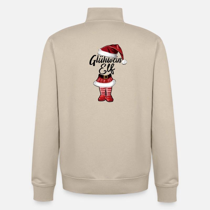 Lutin de vin chaud de Noël - Sweat zippé unisexe en coton bio Stanley/Stella - beige crème