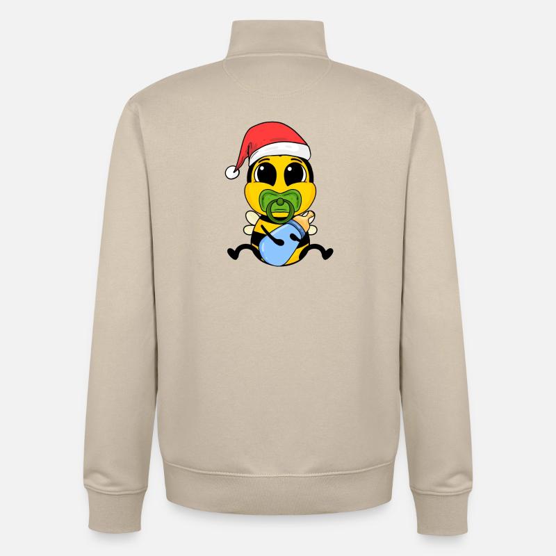 Abeille bébé Noël - Sweat zippé unisexe en coton bio Stanley/Stella - beige crème