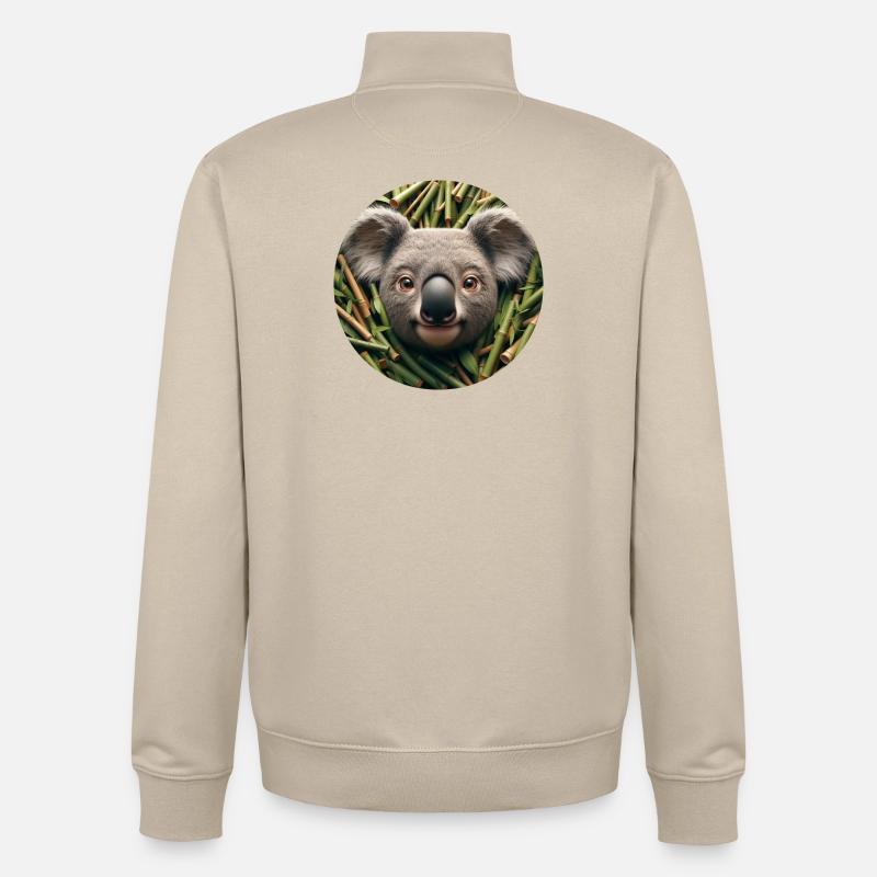 Koala dans le style d’animation - Sweat zippé unisexe en coton bio Stanley/Stella - beige crème