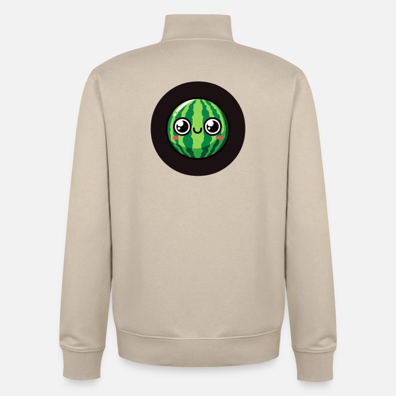 Pastèque sucrée avec des yeux - Sweat zippé unisexe en coton bio Stanley/Stella - beige crème