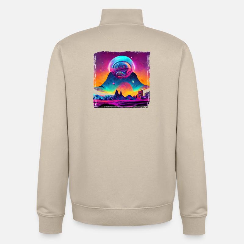 Fantaisie spatiale - Sweat zippé unisexe en coton bio Stanley/Stella - beige crème