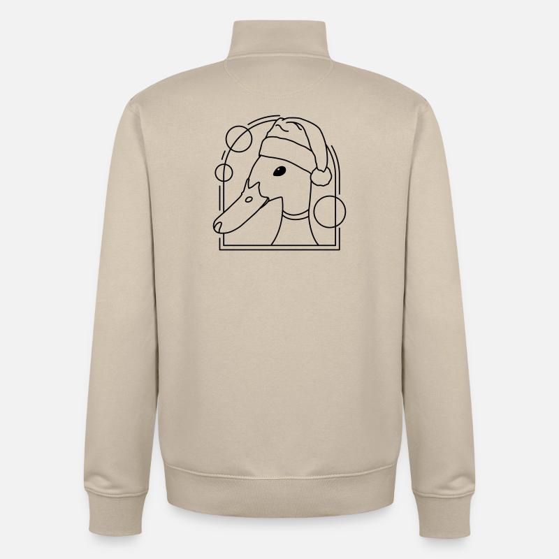 Canard de Noël au design géométrique - Sweat zippé unisexe en coton bio Stanley/Stella - beige crème