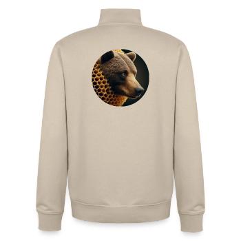 Braunbär in Bienen Wabe - Unisex Organic Zip Sweatshirt von Stanley/Stella - Cremebeige - Hinten - AI Model Male 185 dark (185cm)