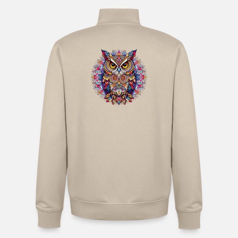 Eule mit Mandalas verziert - Unisex Organic Zip Sweatshirt von Stanley/Stella - Cremebeige