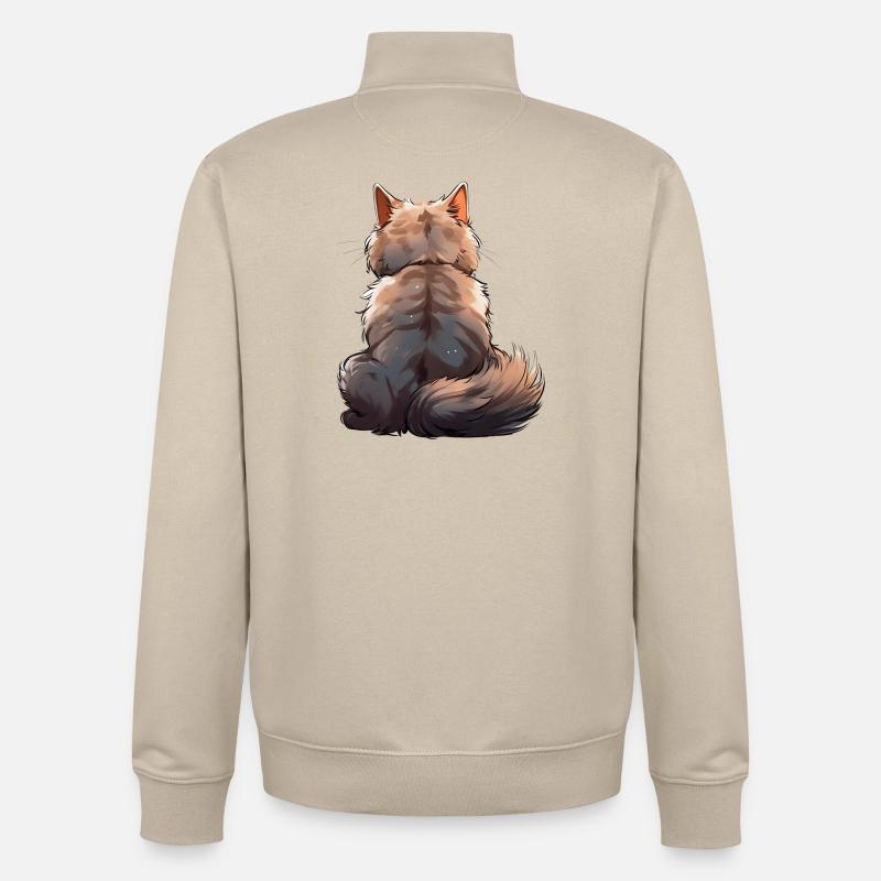 Chat Munchkin - Sweat zippé unisexe en coton bio Stanley/Stella - beige crème