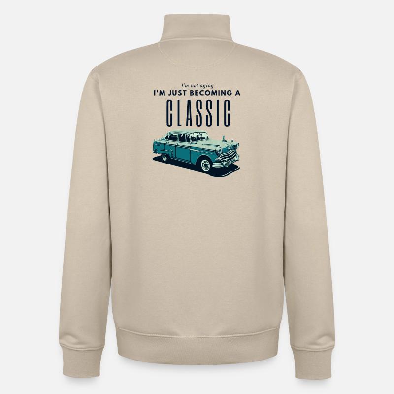 Oldtimer Zeitalter Nostalgie Design - Unisex Organic Zip Sweatshirt von Stanley/Stella - Cremebeige