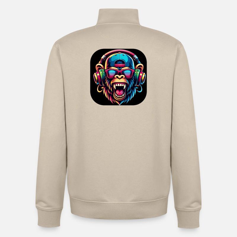 Singe Coloré Dents Rugissement Cap - Sweat zippé unisexe en coton bio Stanley/Stella - beige crème
