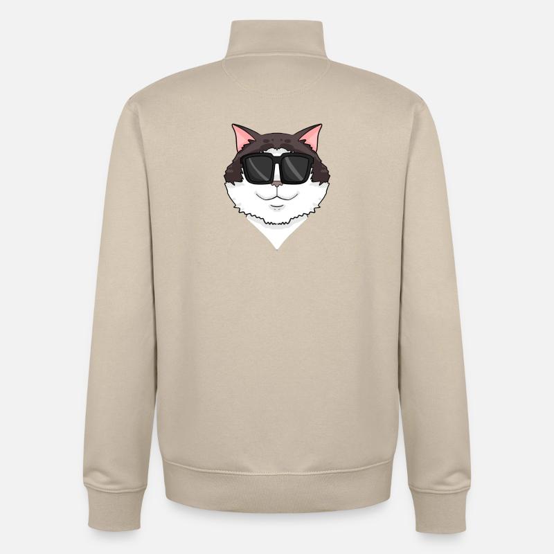 Ragdoll Katze mit Brille - coole Katze - Unisex Organic Zip Sweatshirt von Stanley/Stella - Cremebeige
