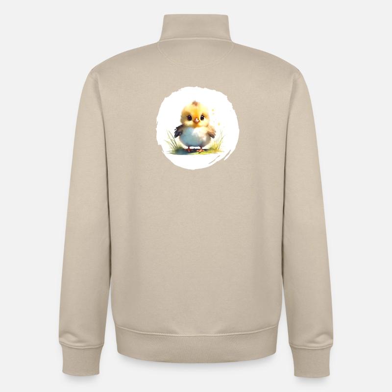 Aquarelle de poussin - Sweat zippé unisexe en coton bio Stanley/Stella - beige crème