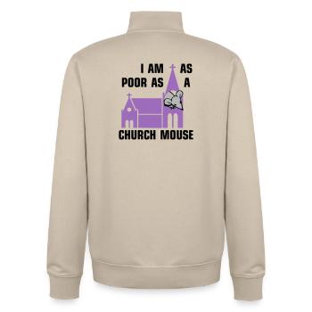 I am as poor as a church mouse - Unisex Organic Zip Sweatshirt von Stanley/Stella - Cremebeige - Hinten - AI Model Male 185 dark (185cm)
