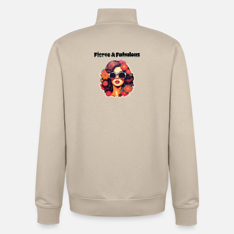 Féroce et fabuleux - Sweat zippé unisexe en coton bio Stanley/Stella - beige crème