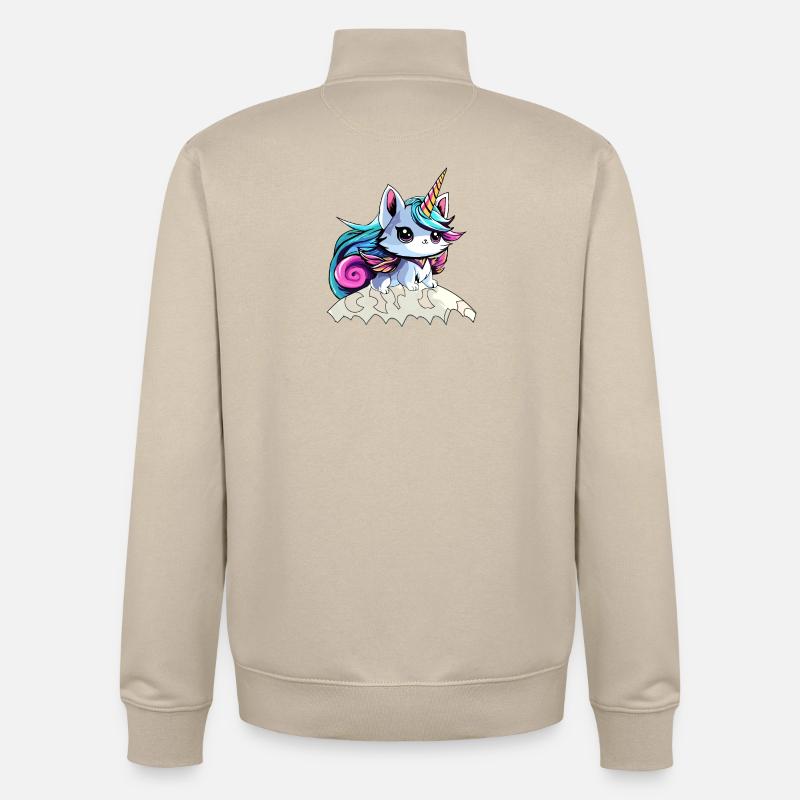 Fee Einhorn Katze - Unisex Organic Zip Sweatshirt von Stanley/Stella - Cremebeige