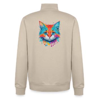 Niedliche Katze - Unisex Organic Zip Sweatshirt von Stanley/Stella - Cremebeige - Hinten - AI Model Male 185 dark (185cm)