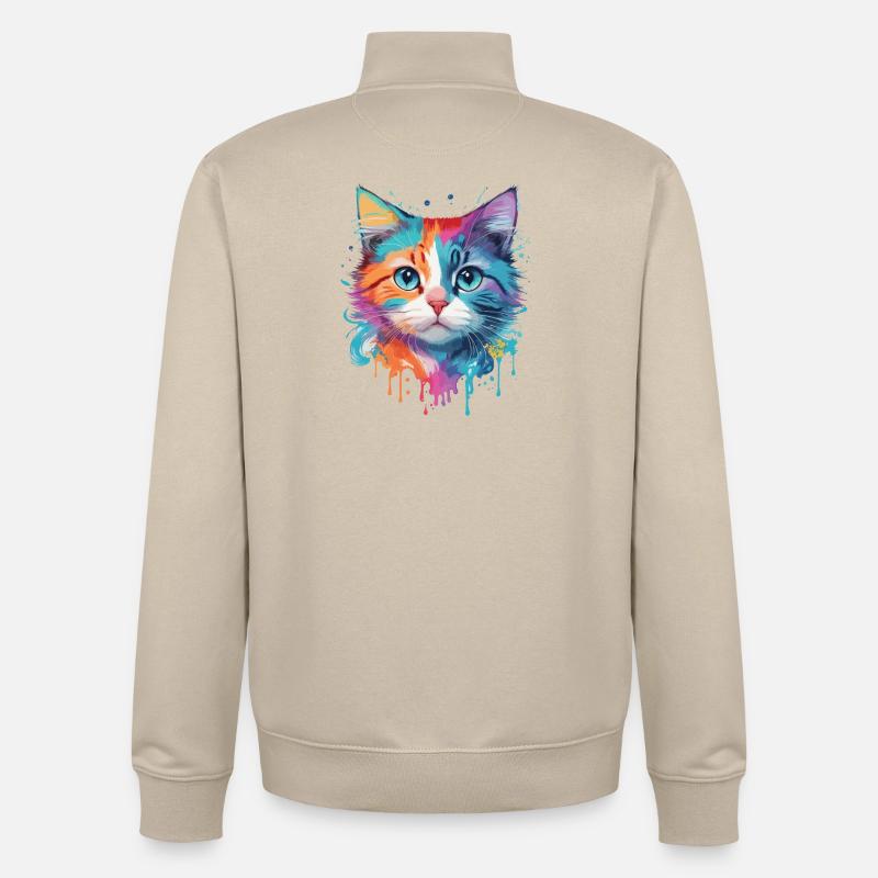 Chat mignon - Sweat zippé unisexe en coton bio Stanley/Stella - beige crème