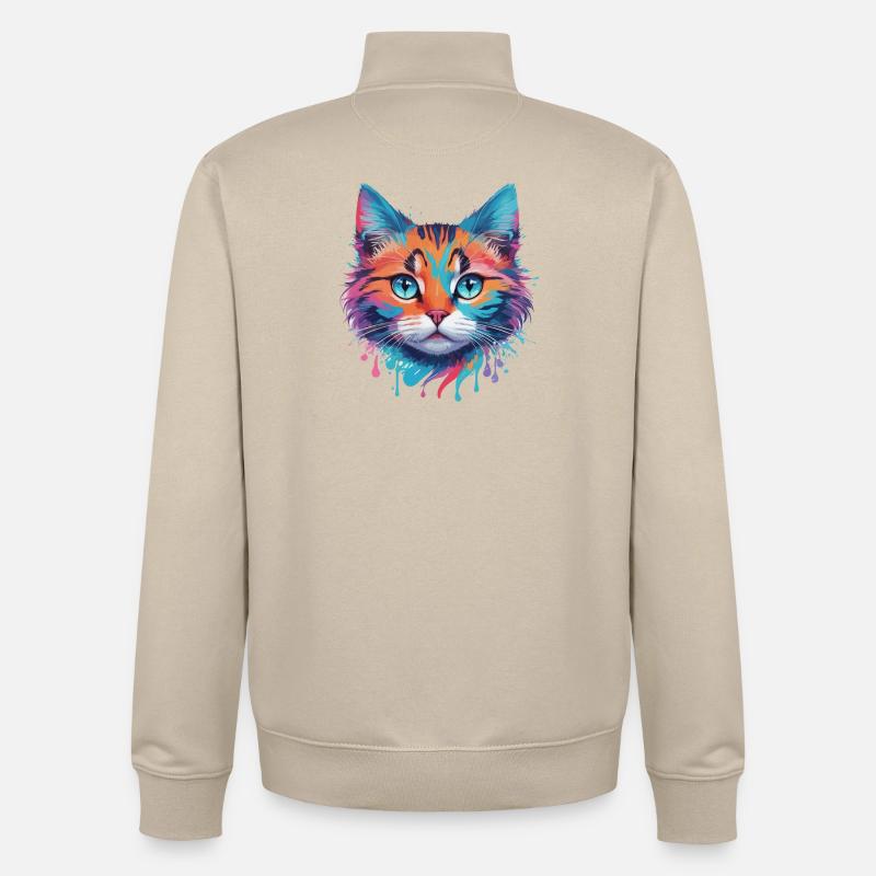 Chat mignon - Sweat zippé unisexe en coton bio Stanley/Stella - beige crème