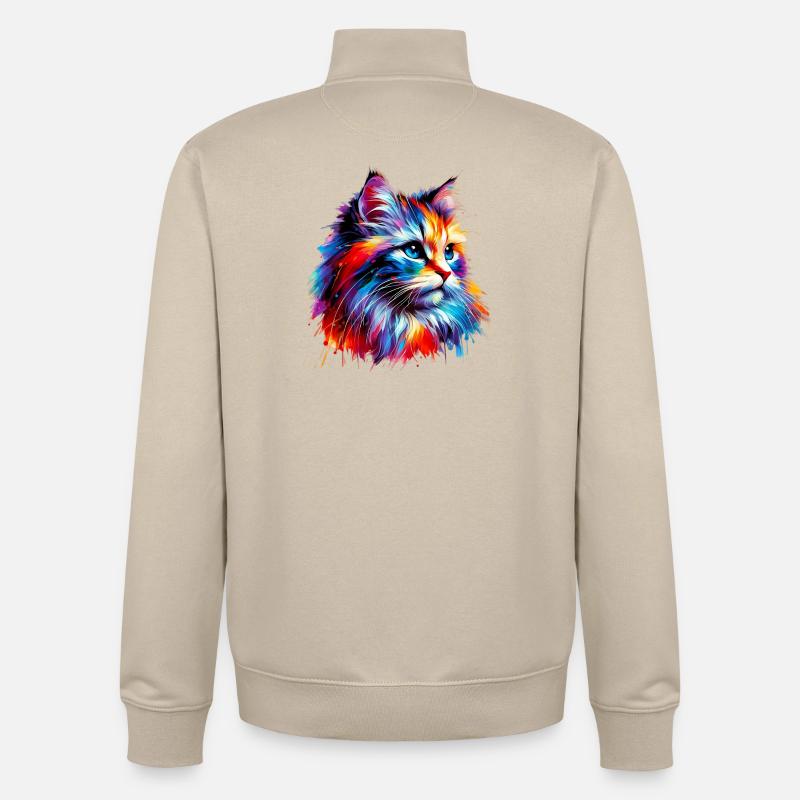 Katze - Unisex Organic Zip Sweatshirt von Stanley/Stella - Cremebeige